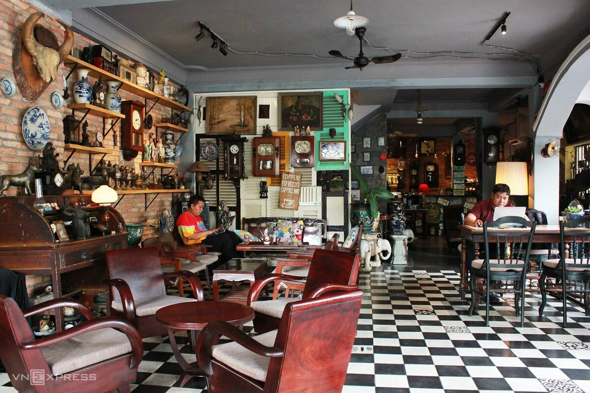 video back in time at coffee shop in vietnams southern metropolis