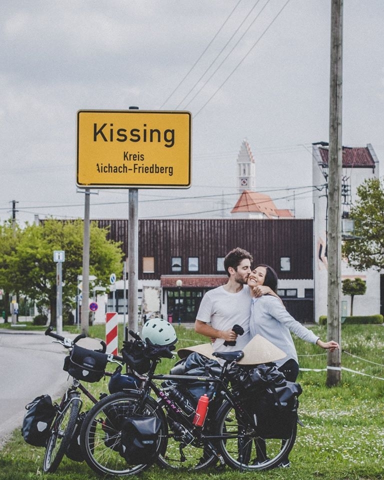 Honey moon cycling tour to 18 countries for fundraising spreads love message newly wedded couple cycles pass 18 countries to raise fund