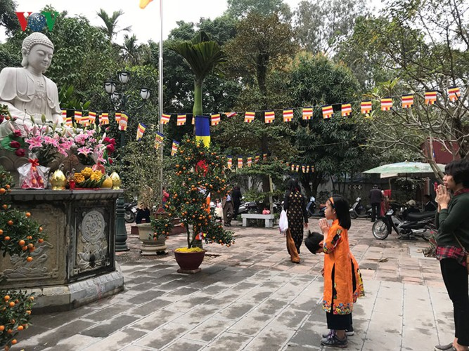 Vietnamese people believe that going to a pagoda is not just to pray for good things in the coming year, but also to reflect on what they have done in the past and leave all hardship behind. (Photo: VOV) 3502 vhvnanh2 dljs