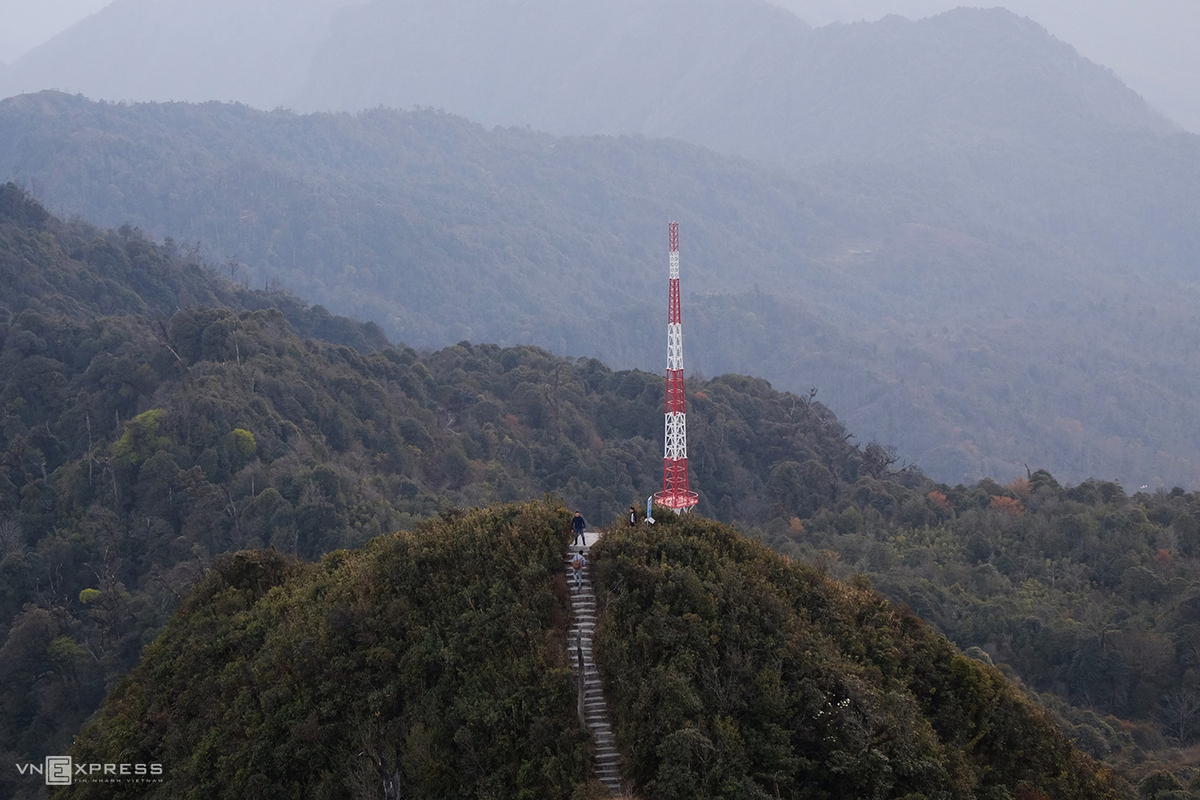 Although the footpath to the top stretches only 800 meters, it can take 30-40 minutes to conquer. The higher you go, the denser the forest. (Photo: VnExpress) 3219-mf4-1615973311