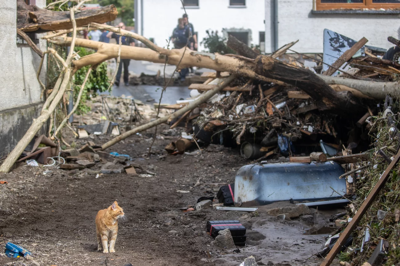 Debris lies in front of a house Thursday in Schuld in western Germany. Christoph Reichwein/Picture Alliance/Getty Images Debris lies in front of a house Thursday in Schuld in western Germany. Christoph Reichwein/Picture Alliance/Getty Images