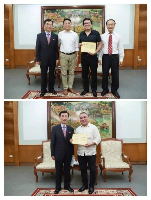Under the authorization of the Organizing Committee of the April Spring Friendship Art Festival, Ri Ho Jun, chargé d'affaires of the DPRK's Embassy in Vietnam presented the prizes for winning performances. Source: Thông Tin Triều Tiên - Korea News Under the authorization of the Organizing Committee of the April Spring Friendship Art Festival, Ri Ho Jun, chargé d'affaires of the DPRK's Embassy in Vietnam presented the prizes for winning performances. Source: Thông Tin Triều Tiên - Korea News