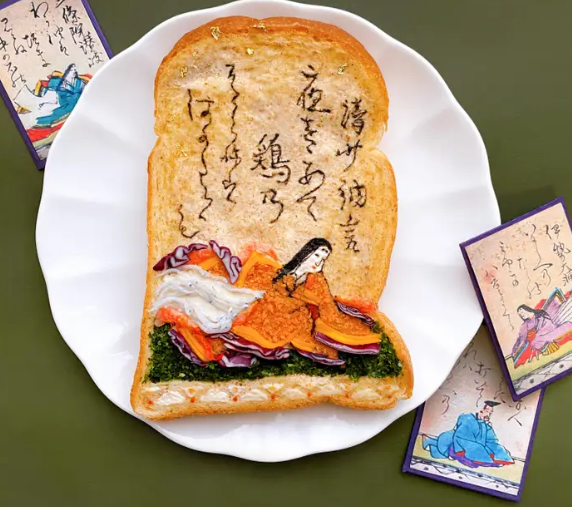 Japanese artist makes her creations on plain bread, using edible ingredients japanese artist makes her creations on plain bread using edible ingredients