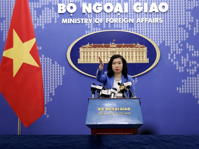 Spokesperson for the Việt Nam Ministry of Foreign Affairs Lê Thị Thu Hằng at Thursday's press briefing in Hà Nội. — VNA/VNS Photo Dương Giang