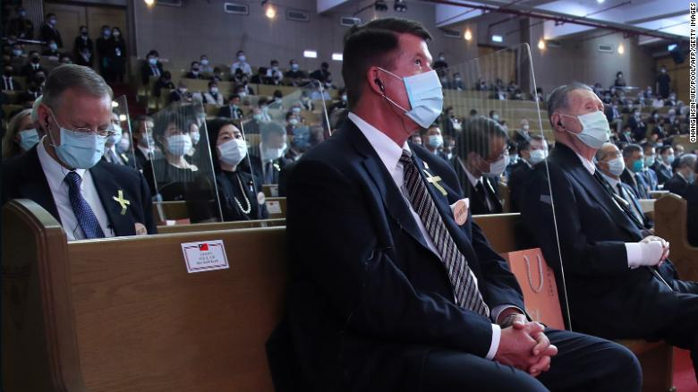 Keith Krach, a US undersecretary of state, attends a funeral ceremony of former Taiwan President Lee Teng-hui in Taipei on September 19, 2020. 0138 u