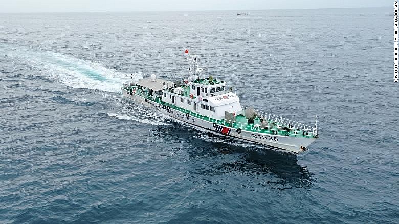 A Chinese Coast Guard taskforce advances at full speed in Zhanjiang, Guangdong Province in China on August 13. A Chinese Coast Guard taskforce advances at full speed in Zhanjiang, Guangdong Province in China on August 13.