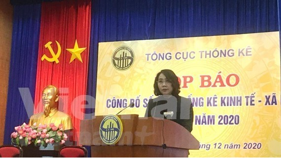 Nguyen Thi Huong, Director General of the General Statistics Office, speaks at the press conference (Photo: VNA) 5248 huong