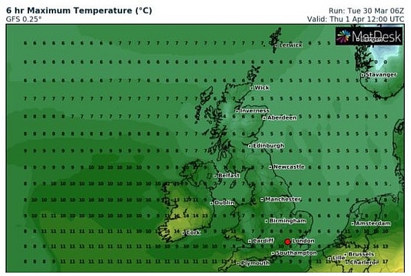 UK and Europe daily weather forecast latest, April 1: Mostly dry, with plenty of sunshine, best in the North and West of the UK UK and Europe daily weather forecast latest, April 1: Mostly dry, with plenty of sunshine, best in the North and West of the UK