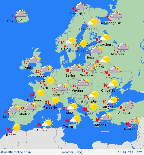 UK and Europe daily weather forecast latest, April 1: Mostly dry, with plenty of sunshine, best in the North and West of the UK UK and Europe daily weather forecast latest, April 1: Mostly dry, with plenty of sunshine, best in the North and West of the UK