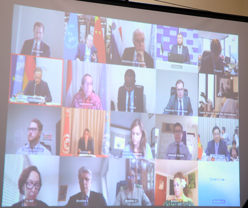 Participants to the VTC High-level Open Debate of the United Nations Security Council on Climate and Security. Photo: VGP 2855 pm1