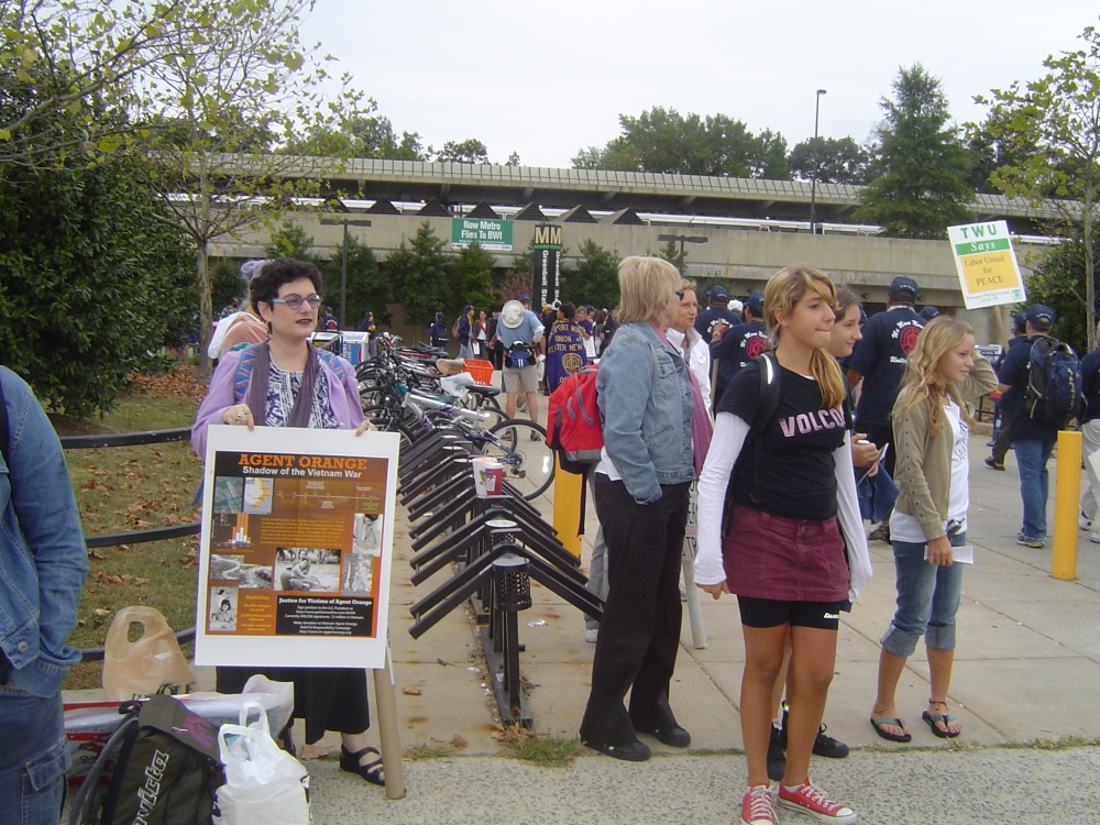 At a demonstration opposing Agent Orange manufacturer