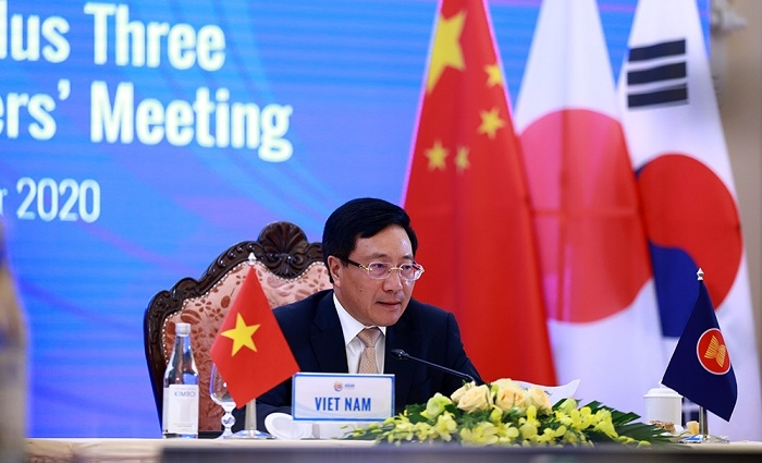 Deputy Prime Minister and Foreign Minister Pham Binh Minh speaks at the 21st ASEAN+3 Foreign Ministers’ Meeting. (Photo: VNA) 2932 ai